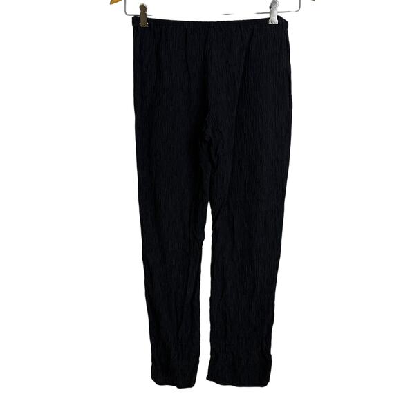 Dressori Pants Womens XS Black Pull On Crinkle Silk Blend Elastic Textured 25.5" - Picture 2 of 8